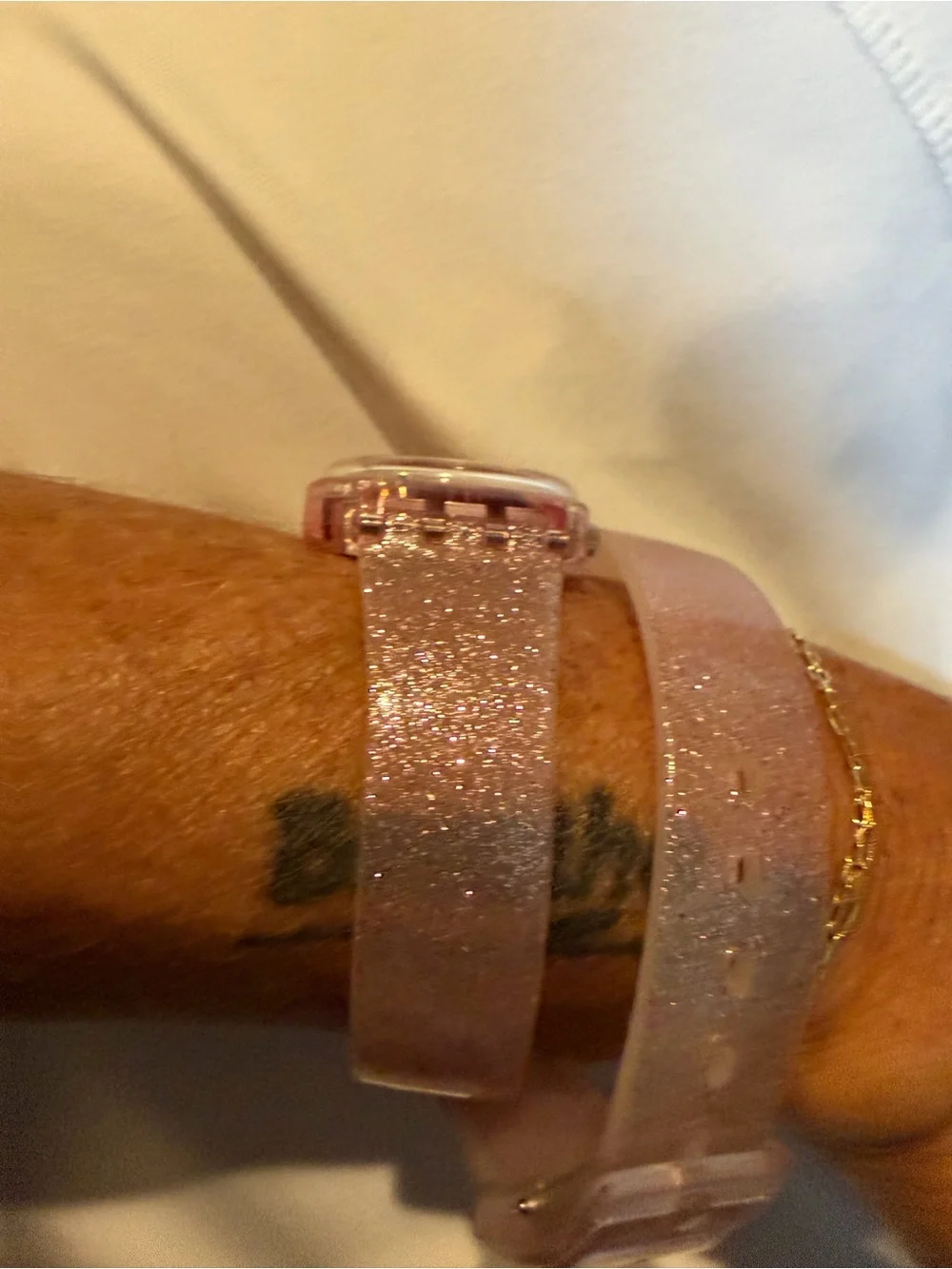 Pink Glitter Swiss Swatch Watch Wrap Style with case and new battery.